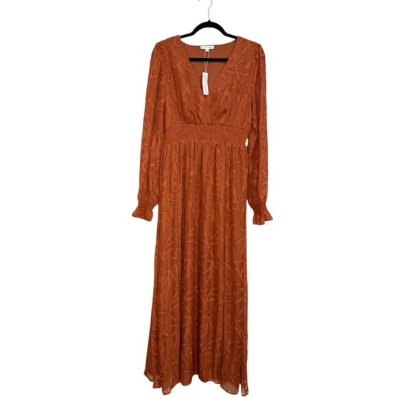 Baltic Born Women’s Large Bridget Textured Maxi Dress Rust Winter Wedding NEW - Picture 3 of 12